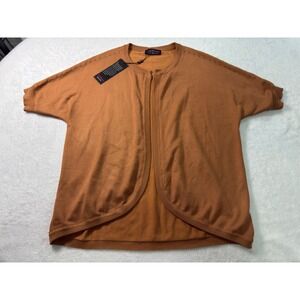 CURLBIUTY Women Brown Tan Camel Short Sleeve Open Front Knit Cardigan Sweater XL